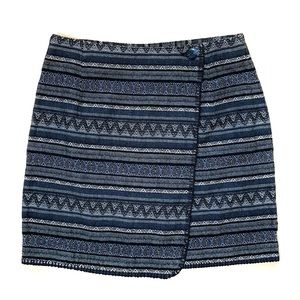 Vintage 90s Striped Geometric Wrap Mini Skirt Southwestern Boho Hipster Medium